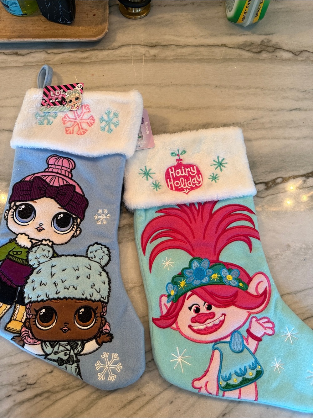 Nwt 2: L.O.L. Kids Holiday and poppy Stockings in Light Blue, Aqua, Pink